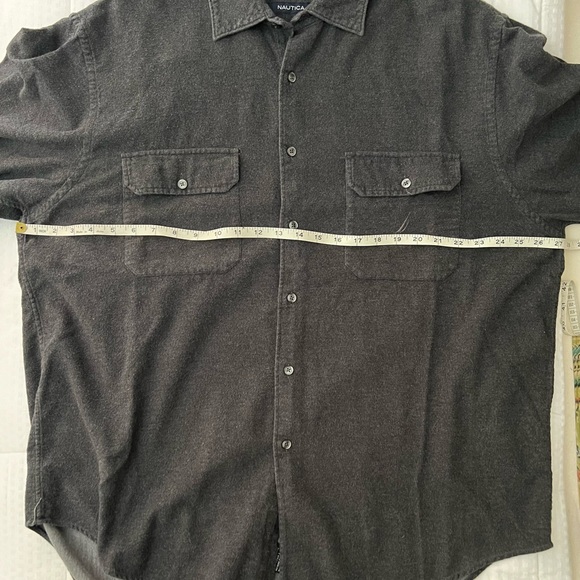 Mens nautica long sleeve flannel shirt. Size XL, dark grey, long sleeves. EUC - Picture 7 of 7